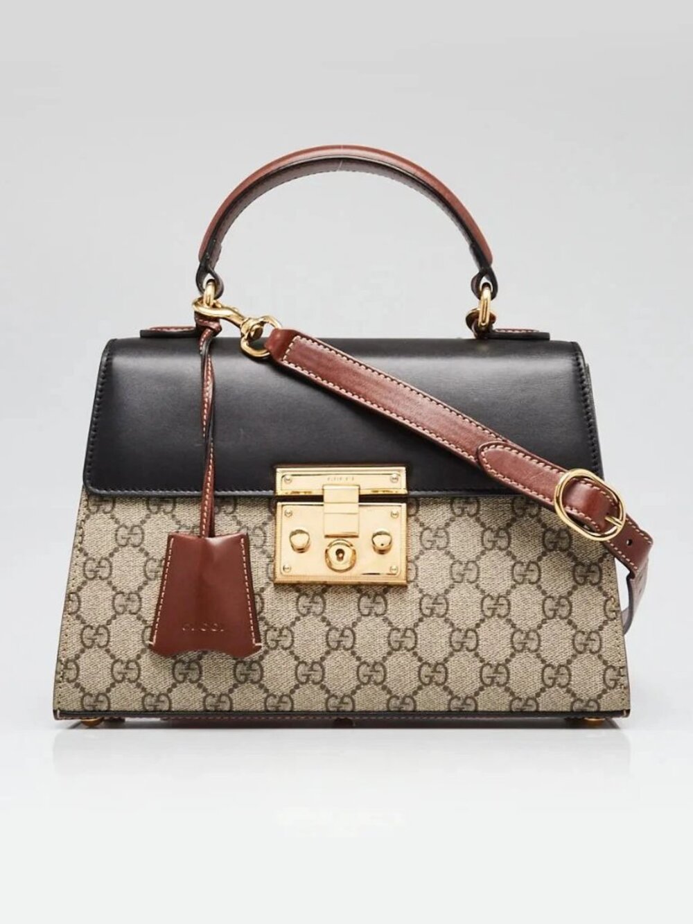 Gucci Beige/Black GG Supreme Coated Canvas and Leather Signature Padlock Smal...